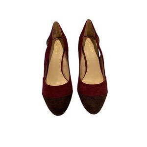 Nine West Burgundy Brown Ladies Size 9 1/2 Suede 4” Stiletto Heel Pump Shoes